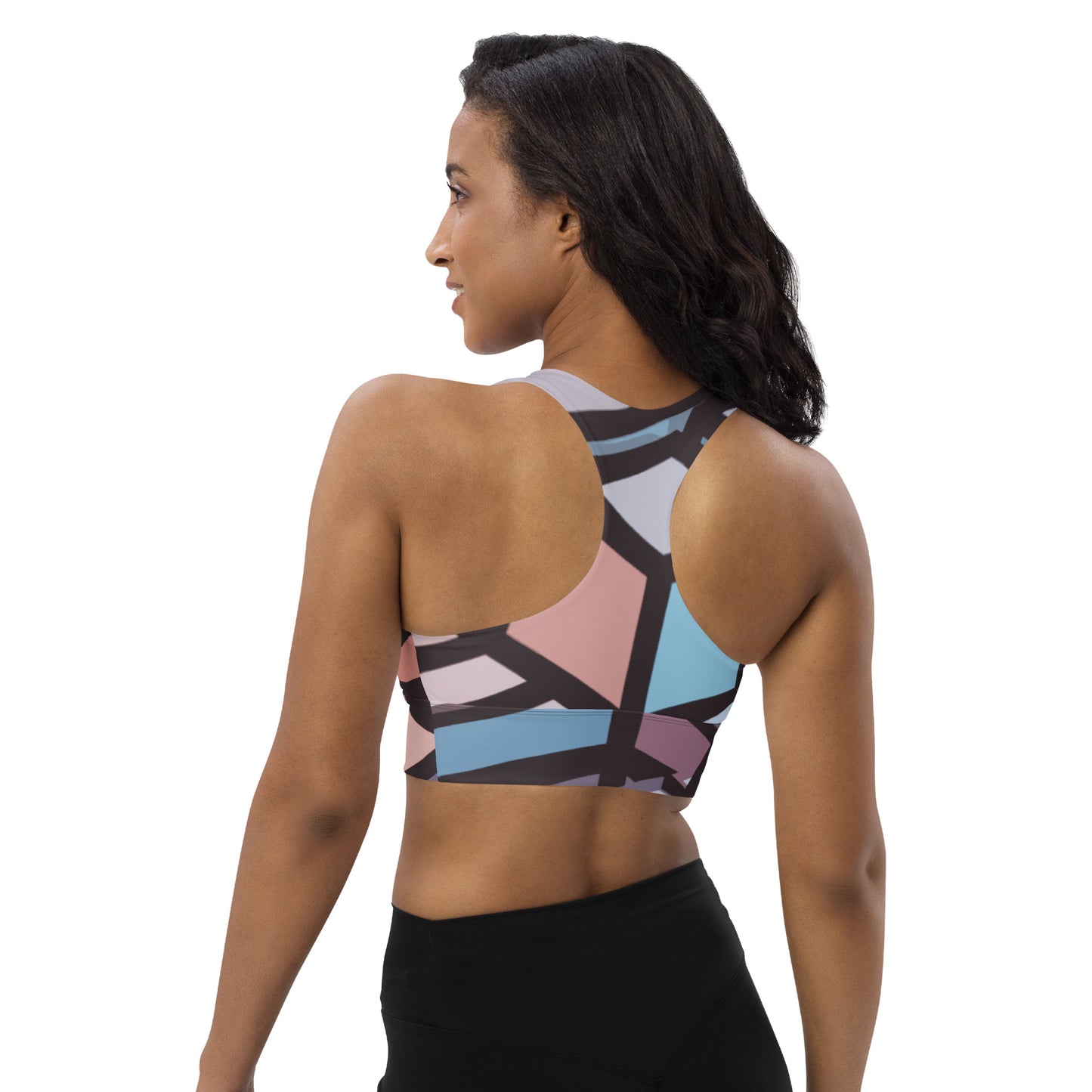 Geo Pastel Longline Sports Bra