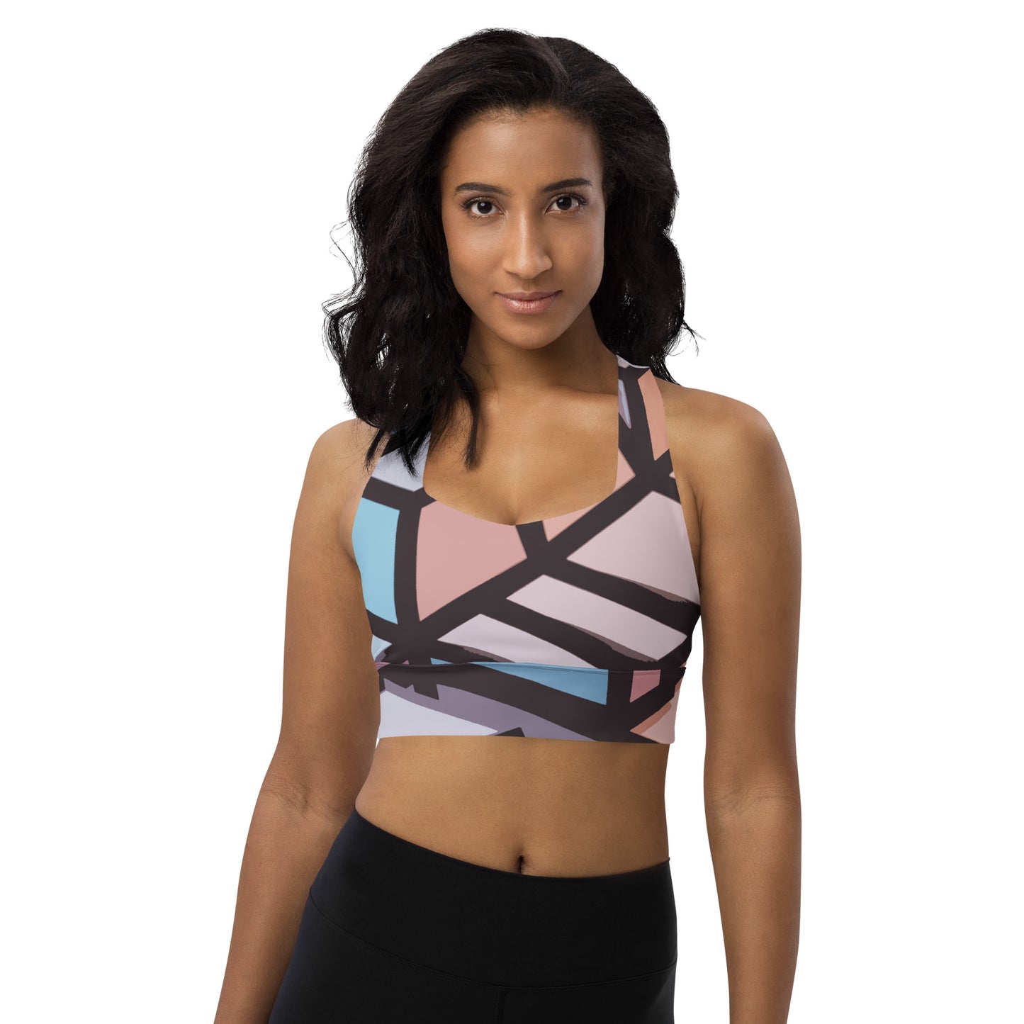 Geo Pastel Longline Sports Bra