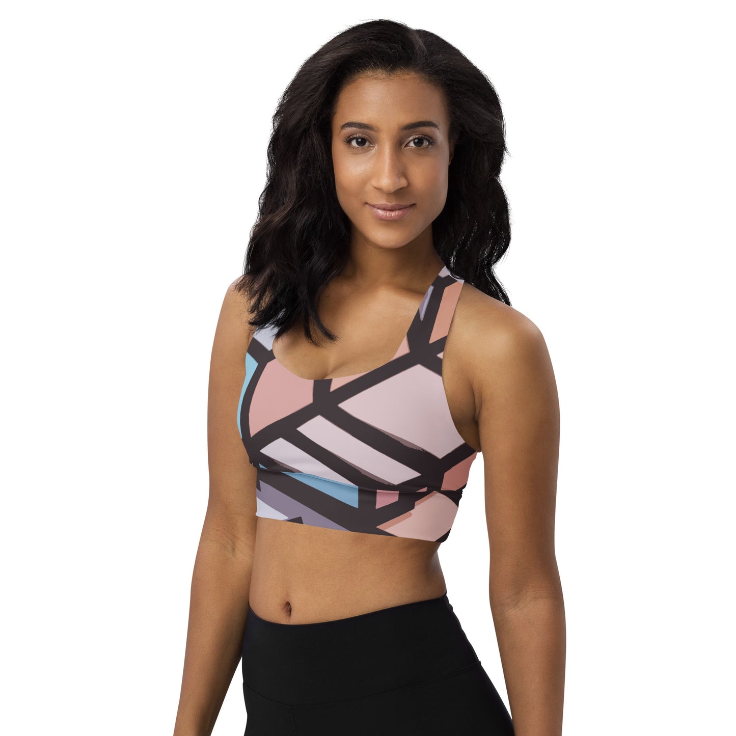 Geo Pastel Longline Sports Bra