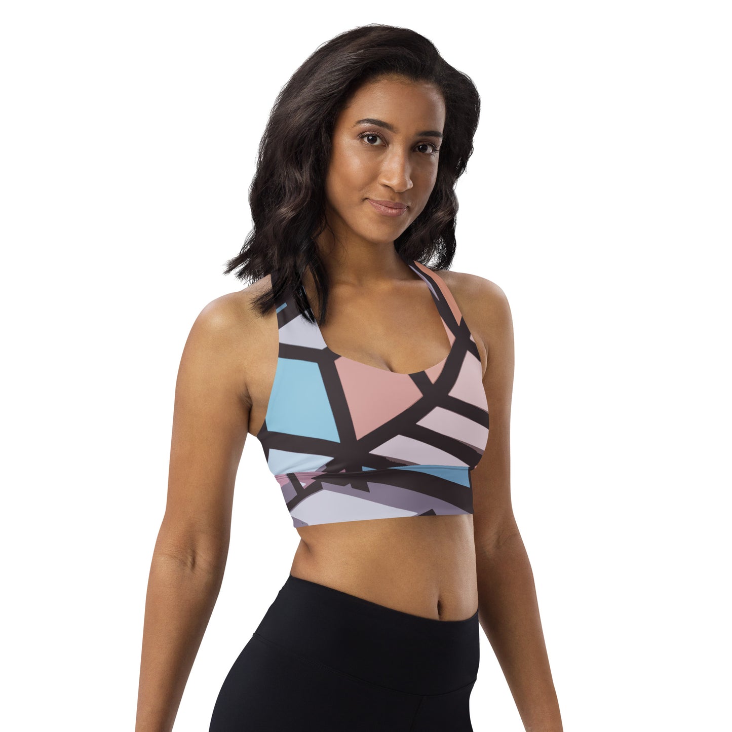 Geo Pastel Longline Sports Bra